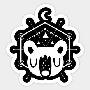 Moon Bear Geometric Design in White Sticker